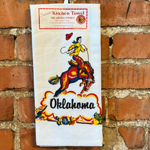 Oklahoma Cowboy - 50's Flour Sack Kitchen Towel