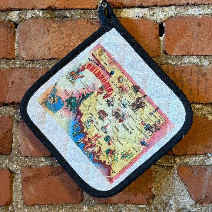 Greetings From Oklahoma Map-Potholder