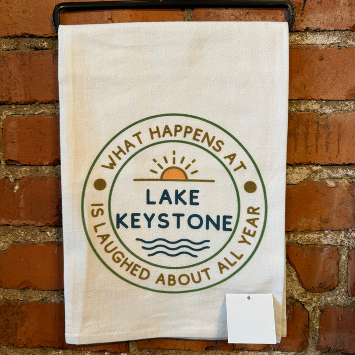 What Happens At Keystone Lake - Oklahoma Kitchen Towel