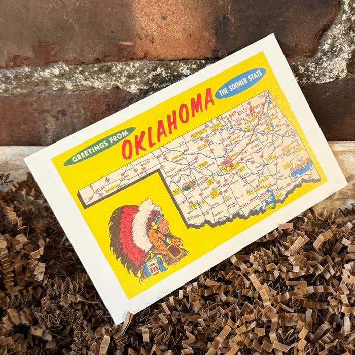 Oklahoma Vintage Postcards - Greetings From Oklahoma (Yellow)