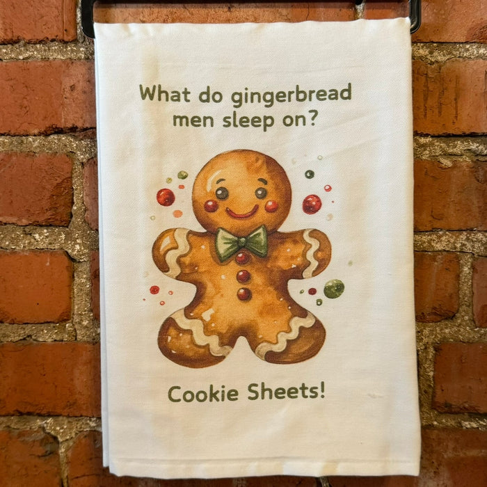 What Do Gingerbread Men Sleep On - Christmas Kitchen Towel