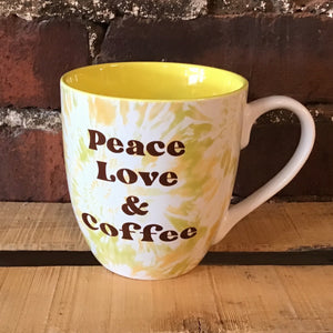 Peace Love and Coffee - Tie Dye Coffee Mug