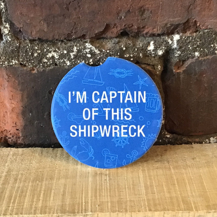 Captain of This Shipwreck - Blue Car Coaster
