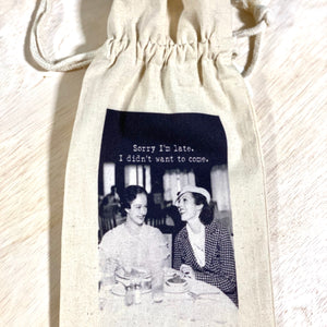 Canvas Gift Bag-Sorry I Am Late(Wine)