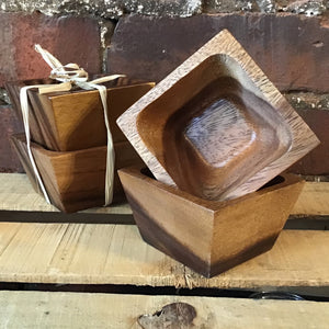 Square Pinch Bowls (Set of 2) - Acacia Wood