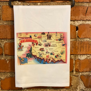 Greetings From Oklahoma MAP - Kitchen Towel